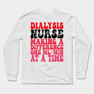 Dialysis Nurse Making A Difference Retro Pink Groovy Long Sleeve T-Shirt